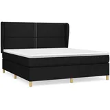 vidaXL Boxspringbett mit Matratze Schwarz 180x200 cm Stoff1372745