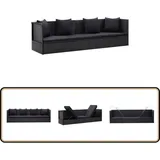 Vidaxl - Garten-sofabett Mit Kissen Poly Rattan Schwarz - Sonnenliege - Gartenliege - Loungebett - Rattan Möbel - Outdoor Möbel