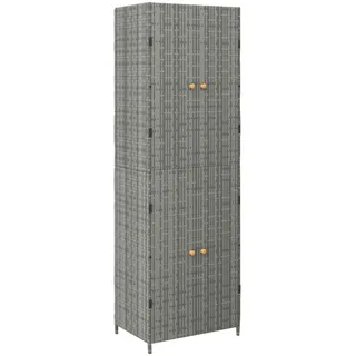 vidaXL Gartenschrank Grau 59x40x180 cm Poly Rattan