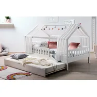 TICAA Hausbett Kim 100 x 200 cm Kiefer massiv weiß