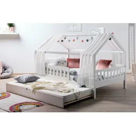 TICAA Hausbett Kim 100 x 200 cm Kiefer massiv weiß