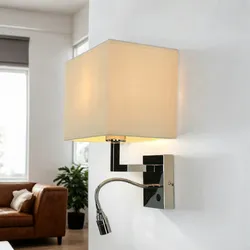 Licht-Erlebnisse Wandlampe HOTEL mit LED Lesearm Chrom Natur LE13149