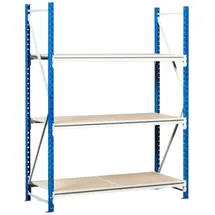Proregal Weitspannregal MAXIMUS Grundregal HxBxT 250x150x80cm | 6 Ebenen | Spanplatten-Fachboden | Fachlast 475kg | Lichtblau/Lichtgrau