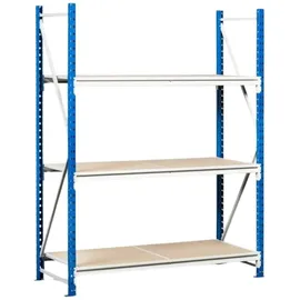 Proregal Weitspannregal MAXIMUS Grundregal HxBxT 250x150x80cm | 6 Ebenen | Spanplatten-Fachboden | Fachlast 475kg | Lichtblau/Lichtgrau