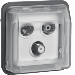 Berker Antennen-Steckdosen-Einsatz 3Loch SAT-Einzeldose W.1 grau, 2 x IEC + F, G