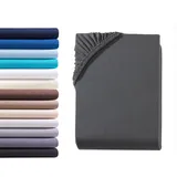 Hometex Premium Textiles Spannbettlaken Baumwolle 90-100 x 200 cm grau