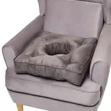 Homescapes SITZKISSEN mit Aussparung grau 50/50/10 cm – Entlastungskissen, Velours