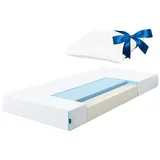 essence sleep Gel Memory Foam Matratze 90x200cm H3-18cm hohe Schaumstoffmatratze mit kühlendem Geltopper Effekt - Rollmatratze mit 1 Memory Foam Kissen - Öko-Tex Standard 100, atmungsaktiv XIA