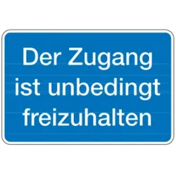 Hinweisschild, Zugang ist freizuhalten, Aluminium, 200 x 300 mm - 300x200x0.45 mm Aluminium geprägt