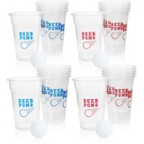 com-four® 28-teiliges Beer Pong Set - Bier Pong Trinkspiel mit 24 Bechern und 4 Bällen - Partyspiel Jungs gegen Mädchen - Bierpong-Becher-Set - Trinkspiel zum Zeitvertreib (028-teilig Becher+ Bälle)