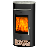 FIREPLACE KFT. Jakarta Stahl schwarz/Speckstein Top