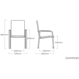 Kettler Stapelsessel Diamond Alu silber/hellgrau Stapelstuhl 57,5x62x90 cm