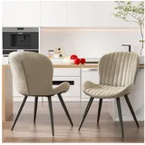 HawthyHome Esszimmerstuhl 2er Set Polsterstuhl mit Armlehnen & Metallbeinen (2 St), Wasserdicht & Ergonomisch für Küche Esszimmer Wohnzimmer beige