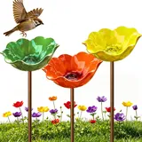 3 Stück Vogeltränke Blume, Metall Blumen Gartenstecker Vogeltränke, Dekorative Insektentränke Garten, Blumentränke für Vögel, Bienen, Schmetterlinge, Insekten (3 Stück-B)
