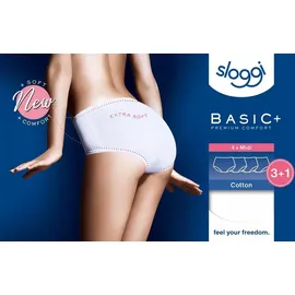 SLOGGI BASIC+ Midi-Slip 4er-Pack Weiß 42