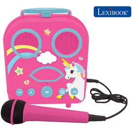 Lexibook - Mein geheimer tragbarer kabelloser Lautsprecher Einhorn, mit Mikrofon, Klinkenstecker, Karaoke-Funktion, TF/SD-Ports, rosa, BTC050UNI