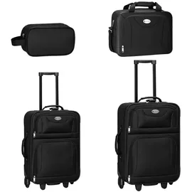 Juskys Trolley Reisekoffer Set 5 teilig - 60 L, 2 Rollen, Weichschale, Handgepäck, Schwarz