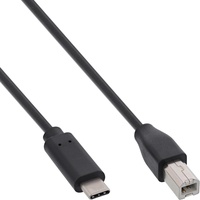 InLine USB 2.0 Kabel, USB Typ-C Stecker an B Stecker, schwarz, 0,5m