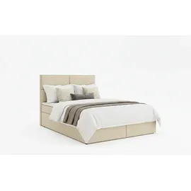 ks home concept Boxspringbett, Ecru, Textil, H3, 140x200 cm, Schlafzimmer, Betten, Boxspringbetten