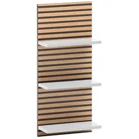 Lomadox Wandregal KANE-80, Akustikpaneel-Optik weiß matt 3 Ablageböden 30,3x70,2x17,5