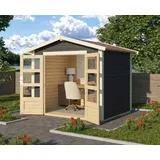 Gartenhaus Holz 28mm Gerätehaus Geräteschuppen Talkau 3 grau 244x204 cm +AKTION+
