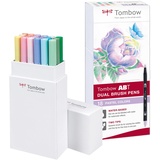 Tombow ABT-18P-5 Fasermaler Dual Brush Pen mit zwei Spitzen 18er Set, pastellfarben