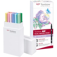 Tombow ABT-18P-5 Fasermaler Dual Brush Pen mit zwei Spitzen 18er Set, pastellfarben