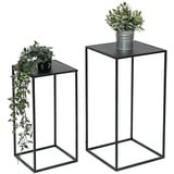 DanDiBo Ambiente DanDiBo Blumenhocker Metall Schwarz Eckig Blumenständer Beistelltisch 96312 2er Set Blumensäule Modern Pflanzenständer Pflanzenhocker