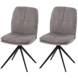 Mendler 2er-Set Esszimmerstuhl HWC-M68, Küchenstuhl Lehnstuhl, drehbar Auto-Position, Metall Stoff/Textil ~ grau