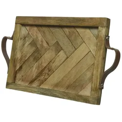 Tablett Holz natur Kerzentablett Serviertablett rechteckig Mangoholz Deko 41cm
