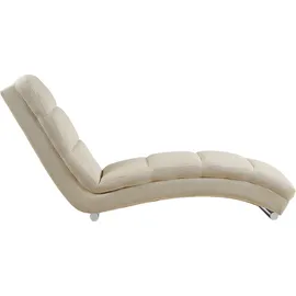 SalesFever Chaiselongue mit Quersteppung | Chrom-Füßen aus Strukturstoff in beige | Gr.: onesize