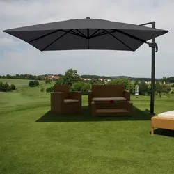 Mendler Gastronomie-Ampelschirm HWC-A96, 3x4m (Ø5m) Polyester Alu/Stahl 26kg ~ anthrazit ohne Ständer