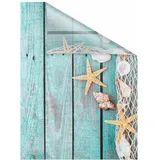 Lichtblick Fensterfolie Bretter Beach, 1 St., blickdicht, strukturiertKlebepunkte, selbstklebend, Sichtschutz blau