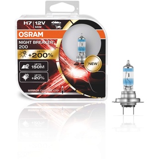 OSRAM NIGHT BREAKER 200, H7, +200% mehr Helligkeit, Halogen-Scheinwerferlampe, 64210NB200-HCB, 12V PKW, Duo Box (2 Lampen)