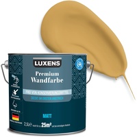 LUXENS - Premium Wandfarbe 2,5 l - Senfgelb - Matt - Wände, Decken & Täfelungen - Anti-Allergen - Ohne endokrine Disruptoren - 25m2
