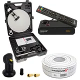 PremiumX Camping SAT Anlage HD TV Satelliten Receiver Single LNB 10m Kabel F-Stecker Koffer Camp Zubehör