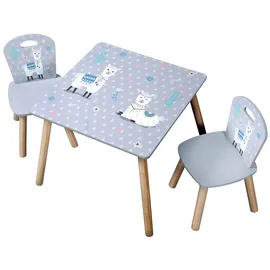 KESPER Kindertisch mit 2 Stühlen 55 x 45 x 55 cm MDF grau