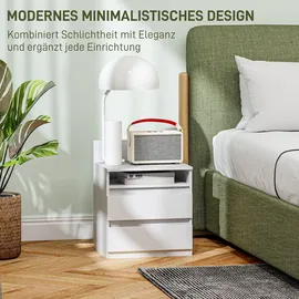Homcom Nachttisch Weiß, Holzwerkstoff, 39.6x50.4x32.3 cm, Schlafzimmer, Nachttische