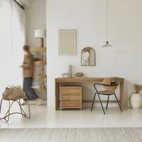 Tikamoon Schreibtisch Teak massiv natur Holz Büro Neu Tikamoon