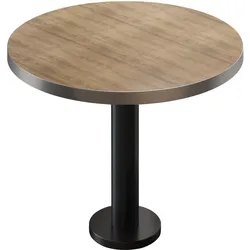 BML | Bistrotisch | Ø:H 80 x 75 cm | Eiche / Schwarz | Rund | Edelstahl Rand