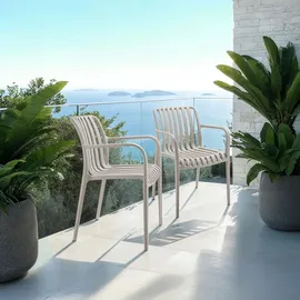 Tectake Alcudia Gartenstuhl 54,5 x 58 x 80,5 cm grau 6 St.