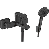 Hansgrohe Vernis Shape Wannenarmatur mit Handbrause Komplettsett, schwarz matt, mit Pulsify S Hasndbrause, Brauseschlauch und Halter