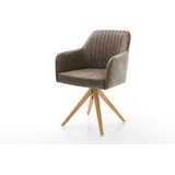 DELIFE Esszimmerstuhl Greg-Flex Mikrofaser Taupe Vintage Holzgestell kantig Natur Taschenfederkern, Esszimmerstühle