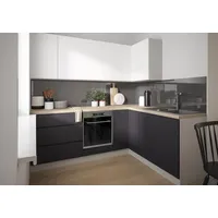 L-Form Küchenzeile FLORENCE 230x210cm grau Front signalweiß schiefergrau matt HE