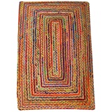 Casa Moro Jute Teppich Esha bunt 90 x 150 cm rechteckig | Teppich-Läufer im Boho-Chic aus Jute & Baumwolle handgeflochten & genäht | Wohn-Teppich Natur-Teppich | MA6004