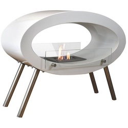 GLOW FIRE Echtfeuer-Dekokamin Ethanolkamin Molde Standkamin, Kaminofen mit 2 KW Heizleistung, Ethanol Standkamin mit 7h Brenndauer weiß