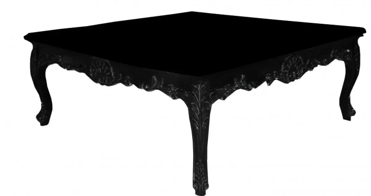 Casa Padrino Barock Couchtisch Schwarz 119 x 119 cm-  Antik Möbel