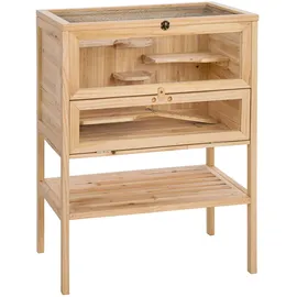 Tectake Kleintierkäfig 60 x 40 x 80 cm Braun