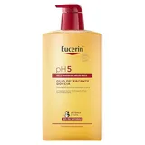 Eucerin pH5 Dusch-Reinigungsöl, 1 l, Reinigungsöl für den Körper mit natürlichen Ölen für eine sanfte tägliche Reinigung, Olivenöl für trockene und empfindliche Haut für die ganze Familie