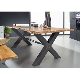 Massivmoebel24 Esstisch Akazie 260x100x76 natur lackiert IRON LABEL #129